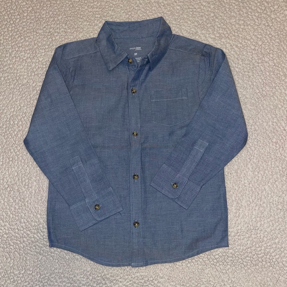 Kids Blue Button-Up Shirt. Size 5